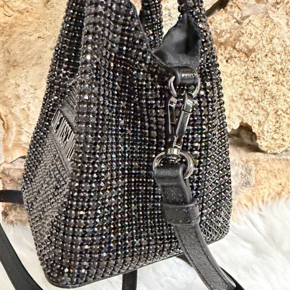 Love Moschino Sparkly Black Rhinestone Mini Crossbody Party Bag - Picture 3 of 8